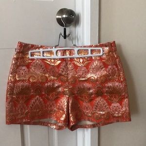Jcrew Gilded Brocade Shorts Orange/Gold